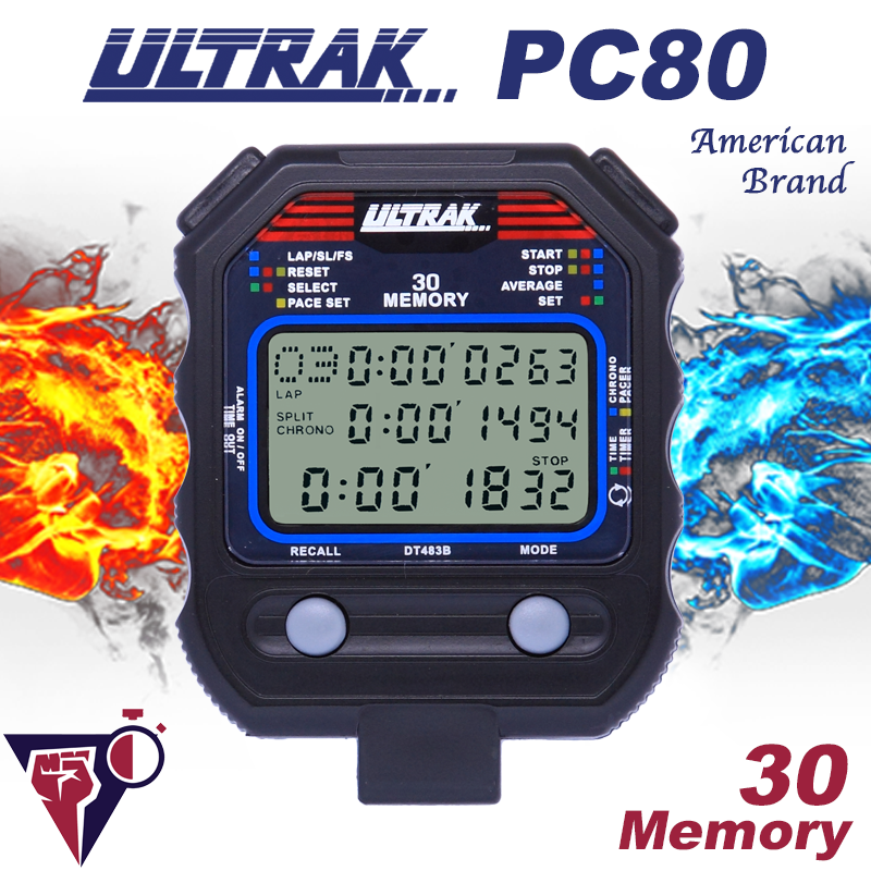 ULTRAK Osec America PC80 DT483B three-row 30 memory stopwatch