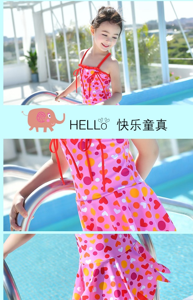 Đồ bơi cho trẻ em gái Cô bé học sinh cấp hai Học sinh dễ thương Công chúa hồng Hoa Váy một mảnh Áo tắm Spa Mới áo bơi trẻ em