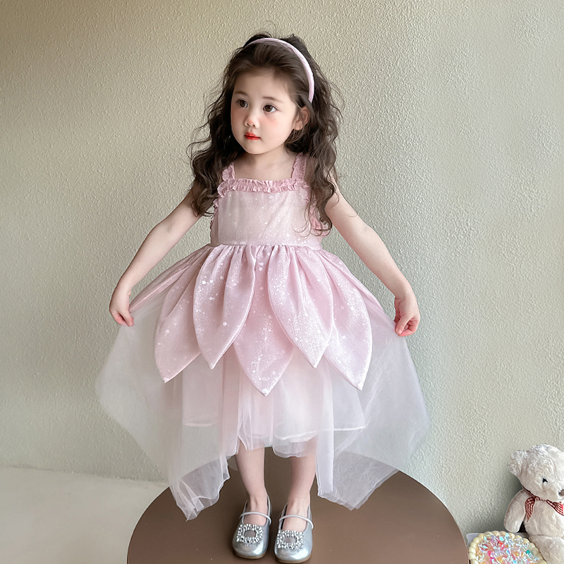 女の子ドレス夏 2025 新しい子供用サスペンダースカート 洋風プリンセスドレス夏 Nezha 蓮のガーゼスカート