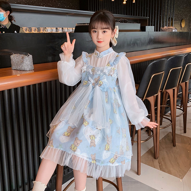 Girls dress spring and autumn dress foreign school children middle boy Lolita princess skirt dress little girl long sleeve skirt