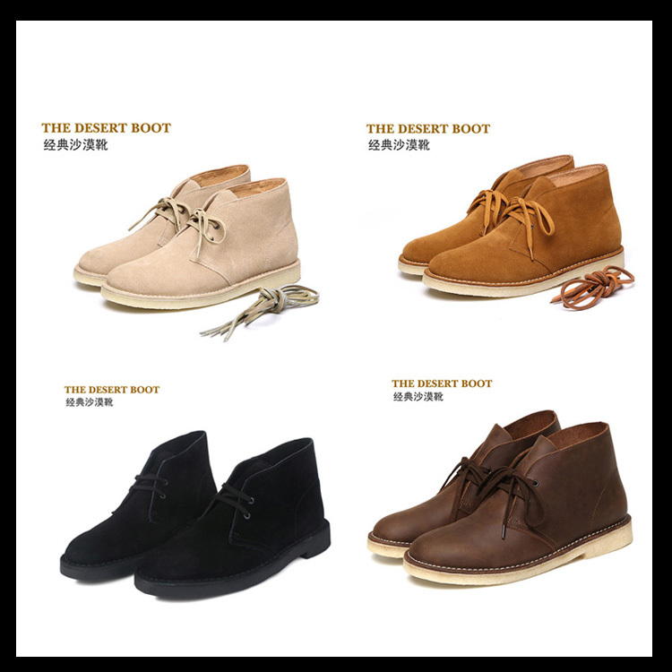 Coolang Rubber Sole Desert Boots Genuine Leather Suede Rubber Sole Shoes Mid-Top Casual Leather Shoes Fashion Shoes