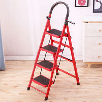 Ladder household folding ladder herringbone ladder household Ladder staircase step ladder indoor ladder red four-story