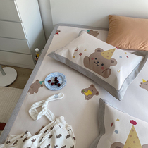 (Rich Mountain Strawberry) Cartoon Cute And Happy Little Bear Ice Silk Cool Mat Three Sets Children Summer Air Conditioning Mat Soft Mat