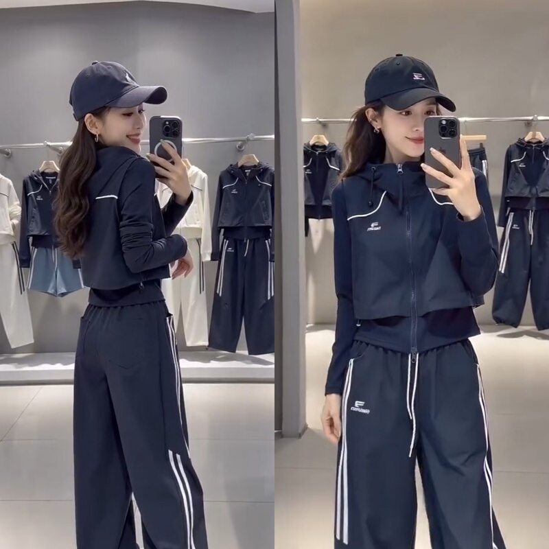 European Casual Two-Piece Hooded Jacket and Wide-Leg Pants Set, Early Autumn New Fashion Workwear Style Sports Two-Piece Set European Casual Two-Piece Hooded Jacket and Wide-Leg Pants Set, Early Autumn New Fashion Workwear Style Sports Two-Piece Set