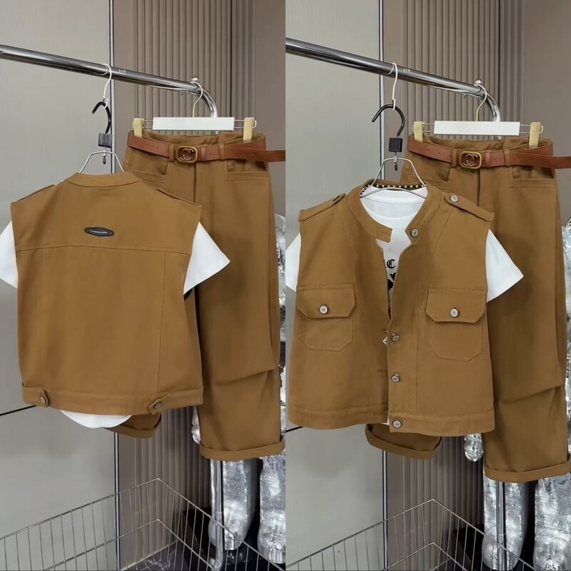 Maillard Fashion Vest Dad Pants Set 2025 Autumn New Casual Designer Style Old Money Style Two-Piece Set
