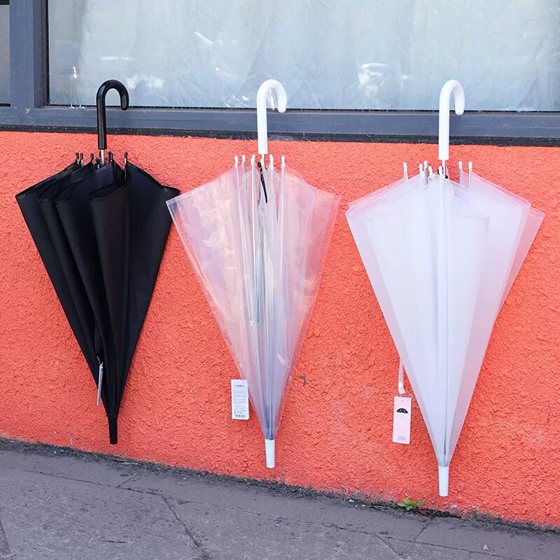 Transparent Umbrella, Long-Handled Umbrella, Student and Children's Dual-Use Umbrella for Sun and Rain, Disposable Transparent Umbrella, Straight Pole Advertising Umbrella, Transparent Umbrella