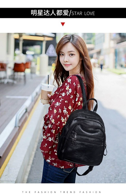 Túi đeo vai nữ 2018 phiên bản mới của Hàn Quốc thời trang đơn giản PU túi hoang dã dung lượng lớn ba lô túi gió đại học