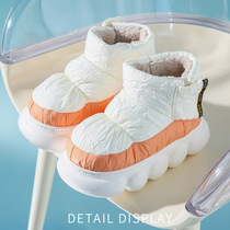 Ball cotton slippers bag with womens home wear for couples mens warm non-slip waterproof thick-soled cotton shoes fashion internet celebrity