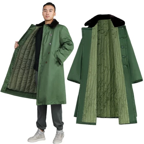 Старомодный зеленый длинный пуховик для работы, зимняя куртка, увеличенная толщина, длина макси