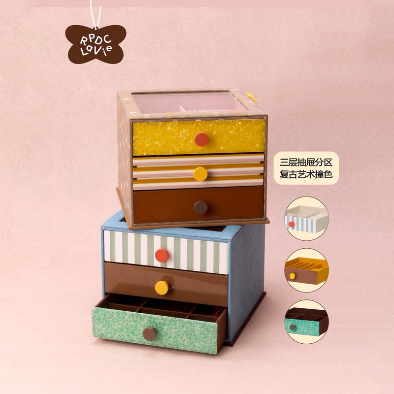 Rpdclavie "Mousse Cake" Acetate Drawer Jewelry Box Multi-Layer Large Capacity Storage Box Birthday Gift Rpdclavie "Mousse Cake" Acetate Drawer Jewelry Box Multi-Layer Large Capacity Storage Box Birthday Gift