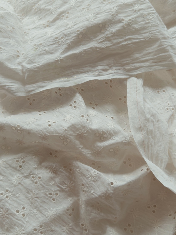 Imported White Embroidered Pure Cotton Fabric Tops, Skirts, and Pants
