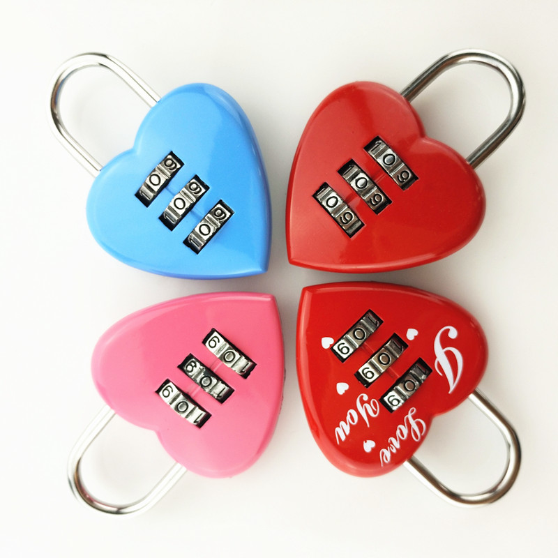 Small combination lock mini heart-shaped cartoon love lock metal cute student small bag zipper padlock luggage lock