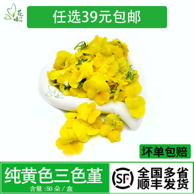 Fresh pure yellow pansy Western cuisine plating, hotel Japanese baked goods, wine decoration, cool touch