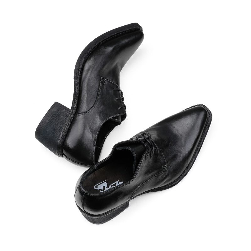 Bangzas4024/339 Washed Horse Leather Handmade Goodyear Height-Increasing Pointed Toe Derby Leather Shoes Chelsea Men's Shoes