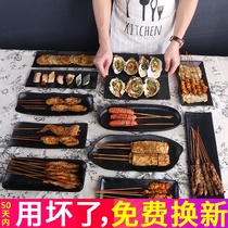 Melamine black barbecue plate rectangular creative Net Red special plate commercial dish Japanese plate hot pot dish plate