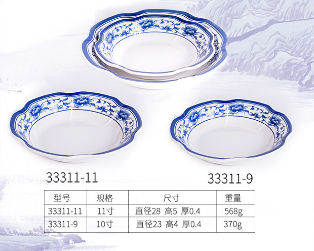 Melamine sứ trắng xanh đĩa đĩa món ăn đĩa sâu đĩa súp đĩa nhựa tròn lớn món ăn gà món ăn nhà hàng bộ đồ ăn đặc biệt - Đồ ăn tối bộ bát đĩa hàn quốc