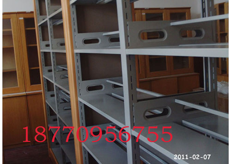 Double-column double-sided steel-wood bookshelf Library wooden guard plate fire-proof board bookshelf Removable storage bookcase