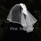FirstDream 레트로 신부 증명서 사진 소품 소형 머리 장식 새틴 대형 활 짧은 제안 베일