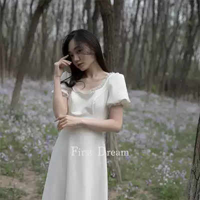 FirstDream light wedding dress retro dress slim license small white dress daily wear white dress