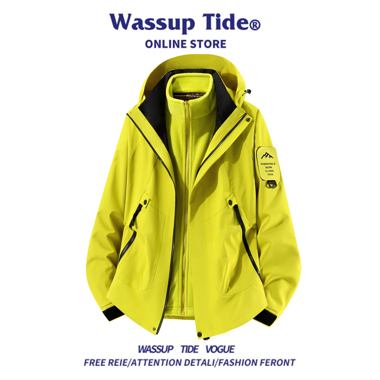 Куртка WASSUP TIDE для мужчин и женщин, осенне-зимняя ветрозащитная и водонепроницаемая куртка со съемной подкладкой 