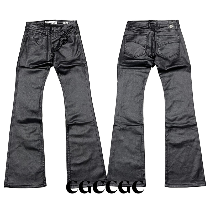 American Retro Rock-Style Coated Pants, Slightly Flared, Loose Straight-Leg Hip-Hop Street Style Coated Jeans, Low-Waist Fit, Unisex