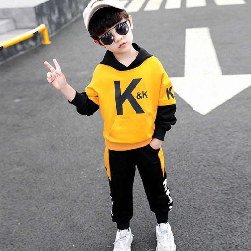 Boys' set Spring and Autumn DressEs for Children's Sports KK Sweatshirts For Kids Baby 2022 New Two-Piece Set Tide