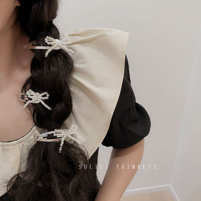 Sweet and cool bow imitation pearl hair clips, BB clips, cute bangs, fashionable and individual, side clips, hair accessories for girls