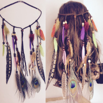 Feather headdress Indian Pheasant hair band Peacock hair headdress Stage hair band Tour studio road