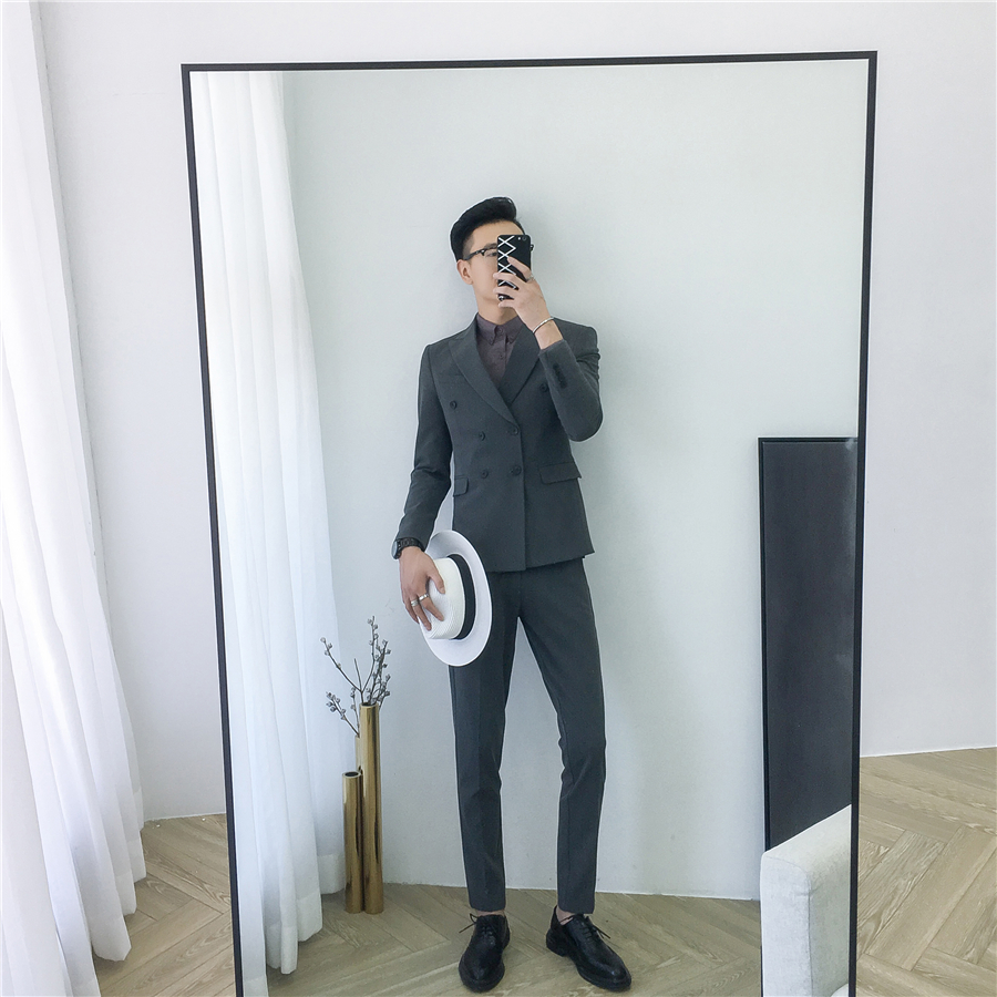 Bộ đồ mùa thu 2018 mới trang trí bộ đồ đôi ngực Hàn Quốc phù hợp với bộ đồ ba mảnh phù hợp với váy cưới chú rể vest cưới