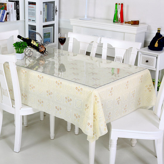 Zhuyuege PVC environmentally friendly tablecloth + soft glass set of dual-purpose crystal plate tablecloth and coffee table mat