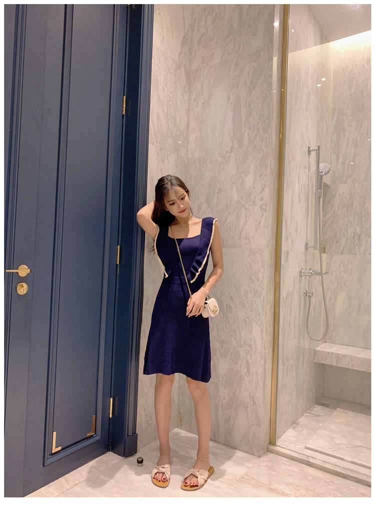VK旗艦店 韓妞最愛桔梗荷葉針織裙無袖洋裝