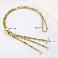 Маленькая цепочка-фонарь с золотым шариком-ОТ с пряжкой-светлое золото (120 СМ). Подходит для сумок с отверстиями.