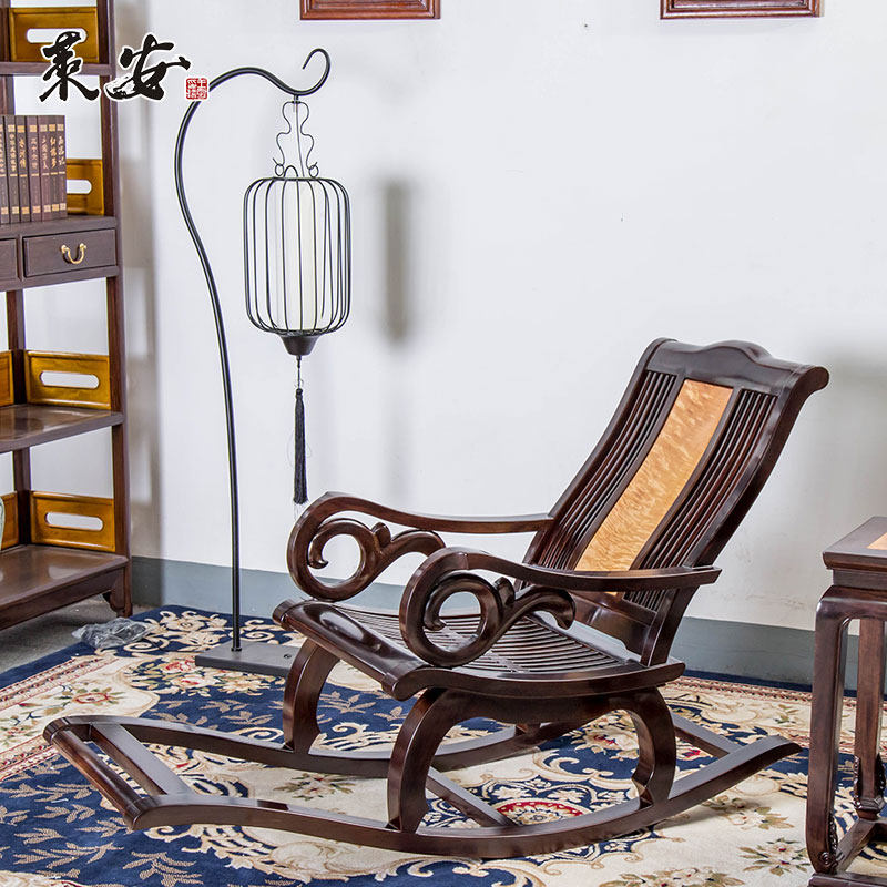 Rocking chair Relax Chair Balcony Casual Chair Red Wood Furniture Full Solid Wood Gold Silk Nanwood Chair Comfort Old deck chair-Taobao