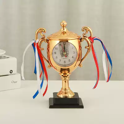 Student creative trophy model pendulum clock table desktop clock ticking small goods new alarm clock customization