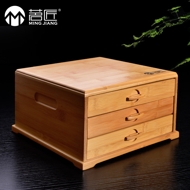 Tea Craftsman Pu'er tea box Bamboo solid wood tea tray Tea viewing and serving tea Single layer double layer Three layers Multi-layer packaging special price