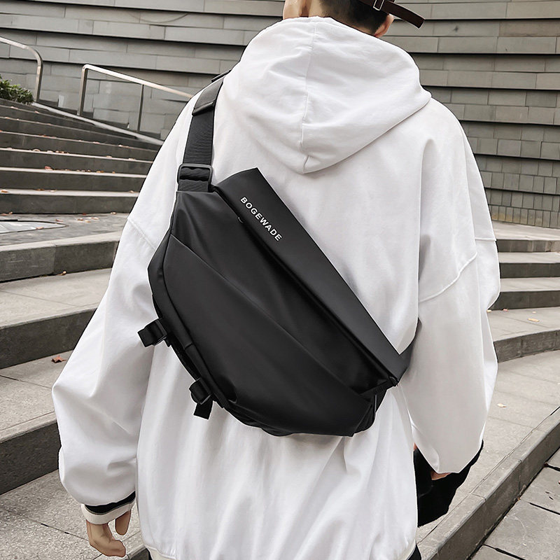 Chest Bag Men Ins Tide Card Students Twill Bag Men's Bag 100 Hitch Cross Single Shoulder Bag Tidal Cool Pure Color Postman Bag
