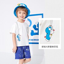 Domei Barabara baby boy T-shirt short sleeve suit cotton summer mid-boy blouse shorts two-piece set