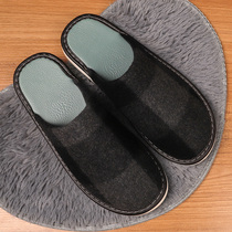 Real Leather Cloth Art Indoor Home Mens Four Seasons Spring Autumn Leather Bottom Slippers Women Home Soft Bottom Non-slip Season Indoor Couple