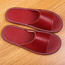 Summer genuine leather face slippers Mens room Home Latex Bull Leather Soft Bottom Home Non-slip Thick Bottom Home Slippers women