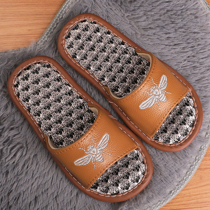 Children's home parent-child leather slippers summer boys and girls indoor non-slip soft bottom baby ice silk sandals