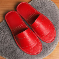 Genuine Leather Home Slippers Female summer Home Non-slip Bull Leather Online Cool Slippers not smelly feet Soft bottom Home Men