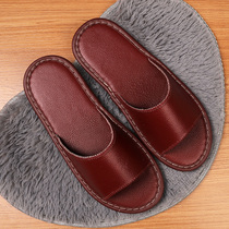 Genuine Leather Bull Fascia Bottom Slippers Summer Day Style At-home Indoor Floor Non-slip Leather Slippers Female Deodorant Home Slippers