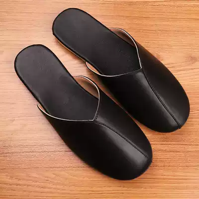 Japanese style lambskin spring summer silent floor slippers indoor leather slippers for men and women non-slip leather slippers