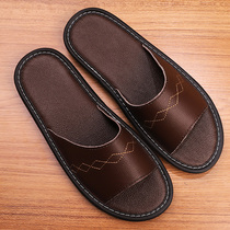 Home cowhide slippers mens home non-slip couple indoor soft bottom silent summer womens beef tendon shoes