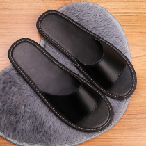 logo custom summer home beauty salon slippers ladies indoor home non-slip wooden floor guest room leather slippers men