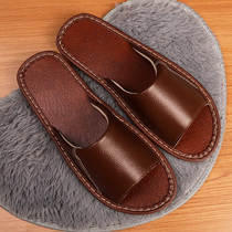 Cow Leather Slippers Home Summer Men And Womens Home Lovers Indoor Wear Thick Bottom Non-slip Floor Summer Online Cool Slippers