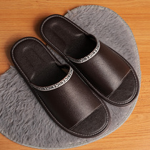 Genuine leather home slippers for men and women Summer indoor non-slip without smelly feet wood floor Home Bull Leather Soft Bottom Sandals