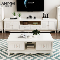 (New in 2021) Pastoral coffee table TV cabinet combination small apartment TV cabinet base cabinet multi-functional locker