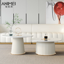 2021 new simple modern size round slate coffee table combination Italian light luxury exquisite living room creative side table