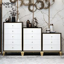 Post-modern simple light luxury Italian living room 345 bucket cabinet storage decoration side cabinet black and white paint